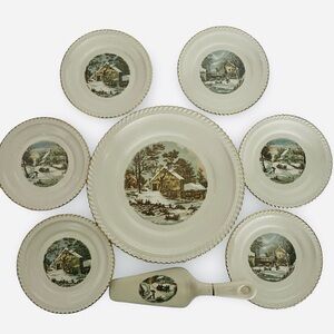 Harkerware Currier & Ives Dessert Set